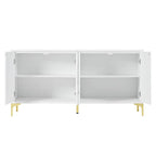 Creative carved 4-door Sideboard Handleless Press-to-Open Design Buffet Cabinet for Dining Room,Living Room, Bedroom, Hallway