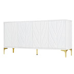 Creative carved 4-door Sideboard Handleless Press-to-Open Design Buffet Cabinet for Dining Room,Living Room, Bedroom, Hallway