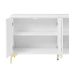 Creative carved 4-door Sideboard Handleless Press-to-Open Design Buffet Cabinet for Dining Room,Living Room, Bedroom, Hallway