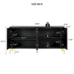 Creative carved 4-door Sideboard Handleless Press-to-Open Design Buffet Cabinet for Dining Room,Living Room, Bedroom, Hallway