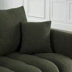 2-Pieces 6-Seat Teddy Fabric Sectional Sofa Set (3+3) with Wooden Frame & 6 Pillows