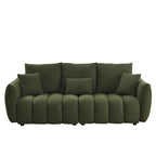 2-Pieces 6-Seat Teddy Fabric Sectional Sofa Set (3+3) with Wooden Frame & 6 Pillows