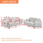 2-Pieces 6-Seat Teddy Fabric Sectional Sofa Set (3+3) with Wooden Frame & 6 Pillows