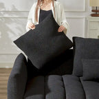 2-Pieces 6-Seat Teddy Fabric Sectional Sofa Set (3+3) with Wooden Frame & 6 Pillows