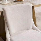 Double-layer Cushioned Dining Chairs Set of 2 Chenille Mid-Back Chair with Nailhead Trim Side Chair with Bent Wood Legs