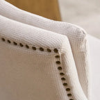 Double-layer Cushioned Dining Chairs Set of 2 Chenille Mid-Back Chair with Nailhead Trim Side Chair with Bent Wood Legs
