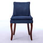 Double-layer Cushioned Dining Chairs Set of 2 Chenille Mid-Back Chair with Nailhead Trim Side Chair with Bent Wood Legs