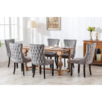 Velvet Upholstered Dining Chair with Wing Back Modern Kitchen Chair with Nailhead Trim Wood Frame Side Chair, Set of 2