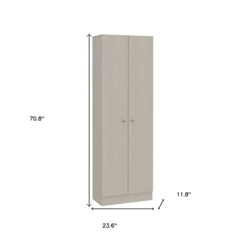 HomeRoots 71 Light Gray Wood Pantry Or Storage Closet - 23.6' X '70.8' X '11.8