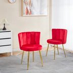 Velvet Dining Chairs with Gold Legs (Set of 2)