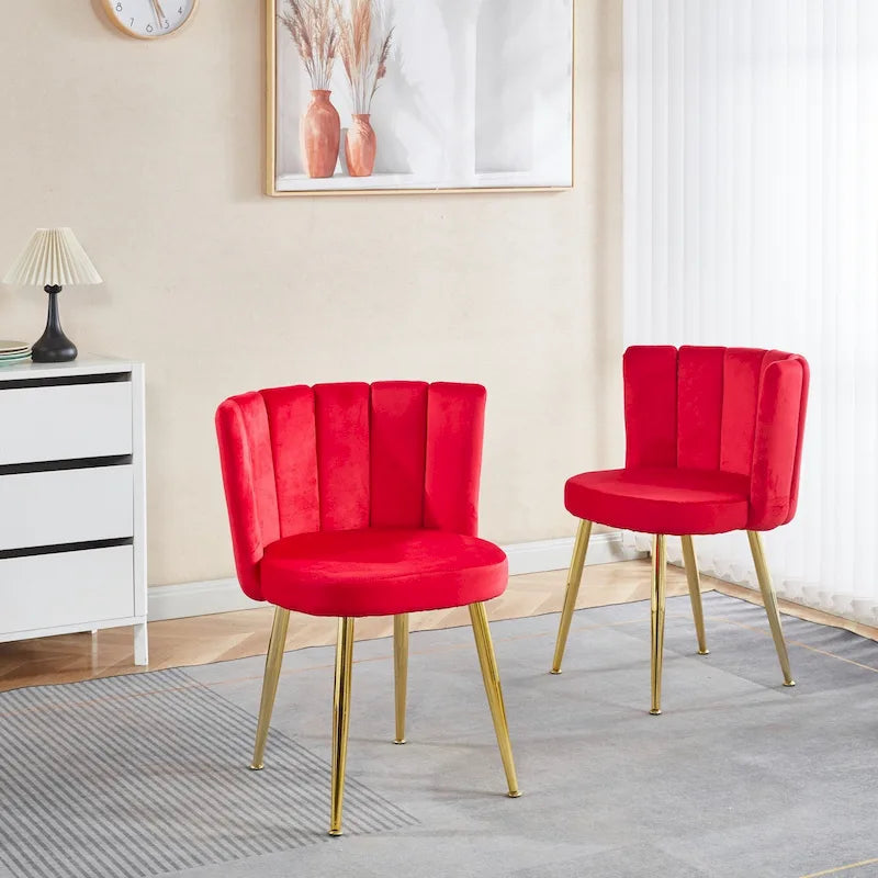 Velvet Dining Chairs with Gold Legs (Set of 2)
