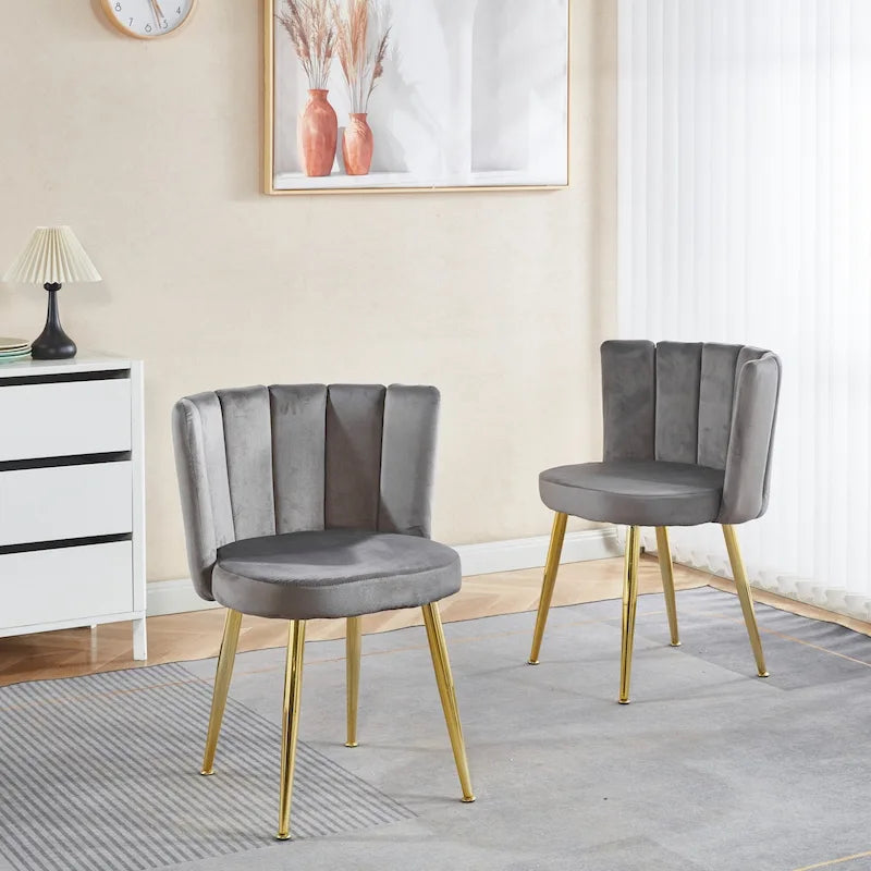 Velvet Dining Chairs with Gold Legs (Set of 2)