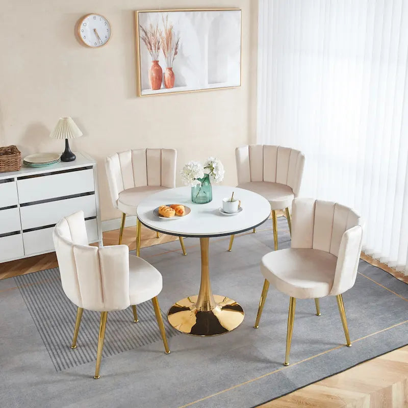Velvet Dining Chairs with Gold Legs (Set of 2)