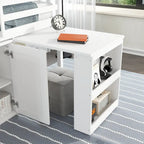 Twin Loft Bed with Pull-Out Desk, 2 Cabinets, 4 Drawers & Shelves