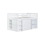 Twin Loft Bed with Pull-Out Desk, 2 Cabinets, 4 Drawers & Shelves
