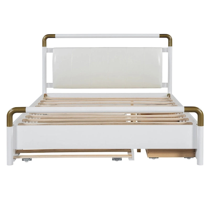 Queen Wood Platform Bed with 2 Drawers & Twin XL Trundle