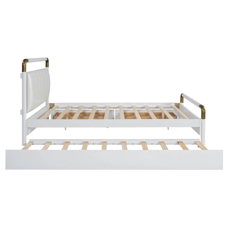 Queen Wood Platform Bed with 2 Drawers & Twin XL Trundle