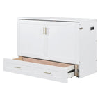 Full Size Murphy Bed Wall Bed with drawer and a set of Sockets & USB Ports, Pulley Structure Design