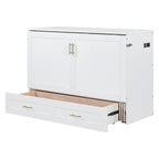 Full Size Murphy Bed Wall Bed with drawer and a set of Sockets & USB Ports, Pulley Structure Design