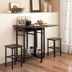 Costway 3 PCS Rolling Dining Table Set Extendable Kitchen Table 2