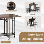 Costway 3 PCS Rolling Dining Table Set Extendable Kitchen Table 2