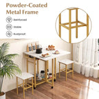 Costway 3 PCS Rolling Dining Table Set Extendable Kitchen Table 2