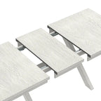 VECELO Dining Table Set with Bench, Solid Wood Rectangular Extendable Dining Table & 4 Solid Wood Dining Chairs