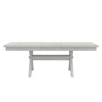 VECELO Dining Table Set with Bench, Solid Wood Rectangular Extendable Dining Table & 4 Solid Wood Dining Chairs
