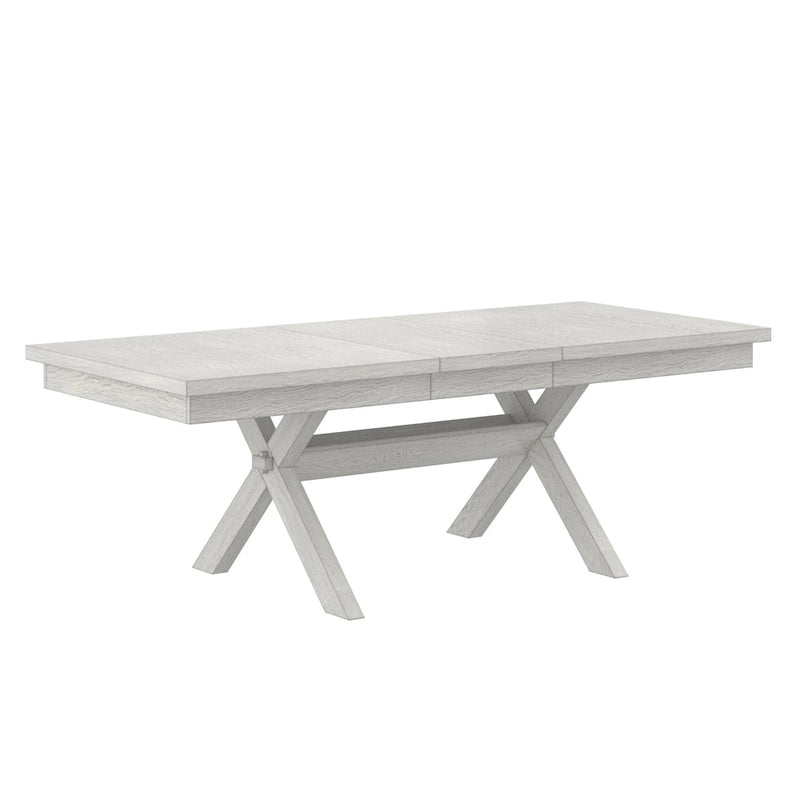 VECELO Dining Table Set with Bench, Solid Wood Rectangular Extendable Dining Table & 4 Solid Wood Dining Chairs