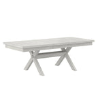 VECELO Dining Table Set with Bench, Solid Wood Rectangular Extendable Dining Table & 4 Solid Wood Dining Chairs