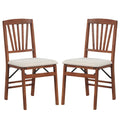 Costway 2/4 Set Kitchen Chairs with Rubber Wood Frame Upholstered Seat