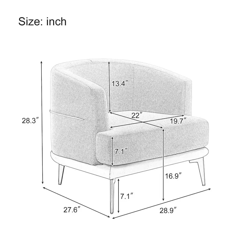 Modern Two-tone Barrel Fabric Chair for Living Room