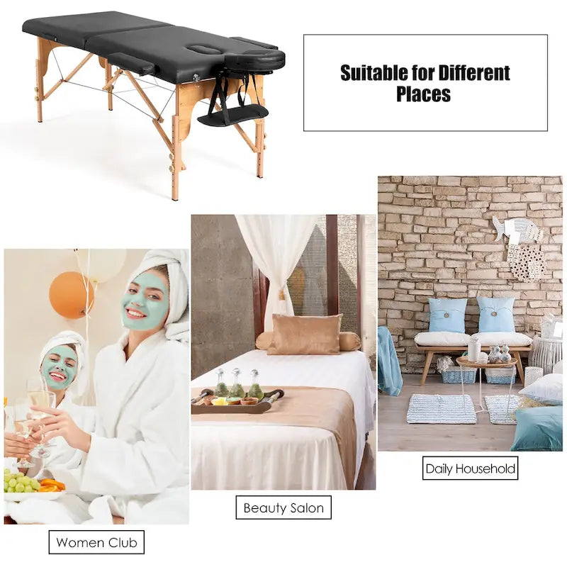 Costway 84L Portable Massage Table Adjustable Facial Spa Bed Tattoo
