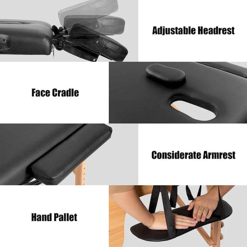 Costway 84L Portable Massage Table Adjustable Facial Spa Bed Tattoo