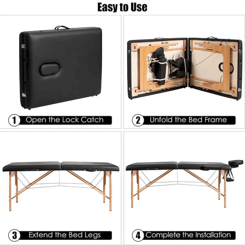 Costway 84L Portable Massage Table Adjustable Facial Spa Bed Tattoo