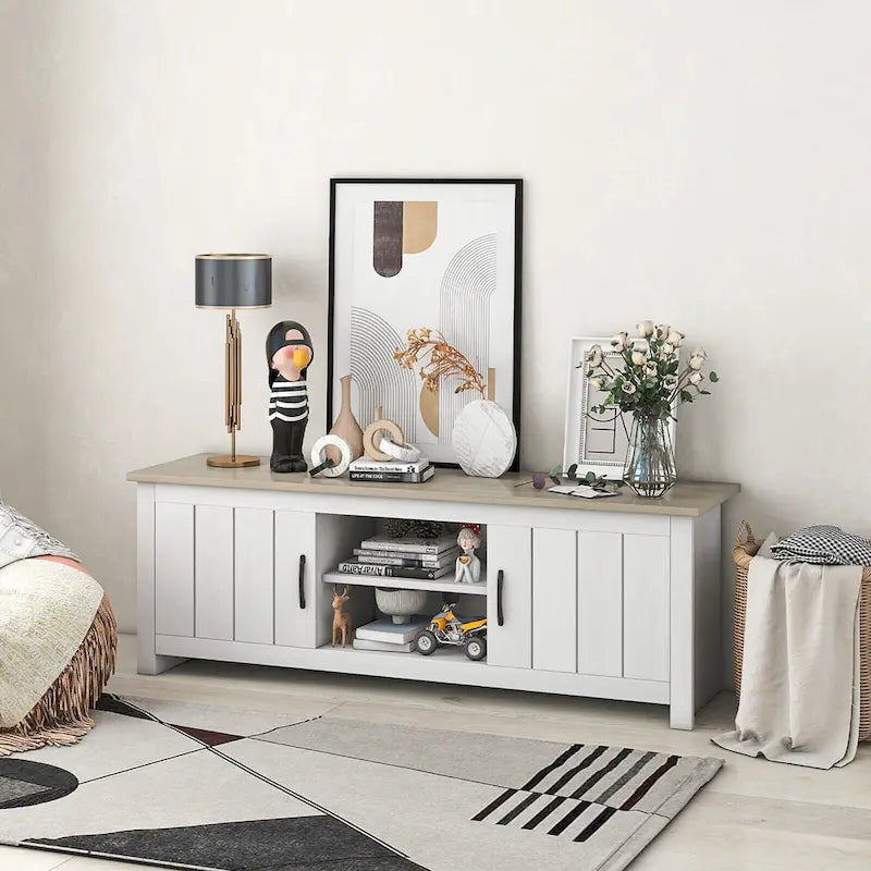 Gymax Farmhouse TV Stand for TVs up to 65 Media Console Center w/