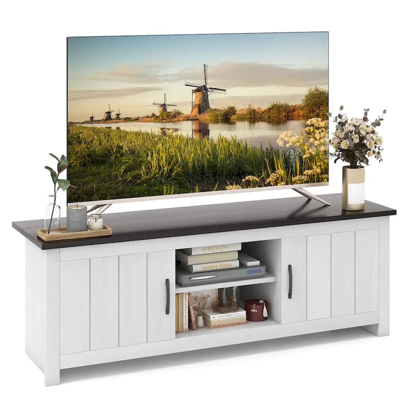 Gymax Farmhouse TV Stand for TVs up to 65 Media Console Center w/