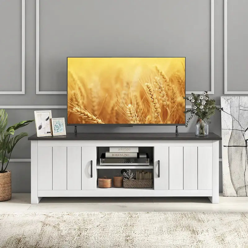 Gymax Farmhouse TV Stand for TVs up to 65 Media Console Center w/