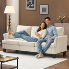 83.5 Upholstered Square Arm Suede Sofa