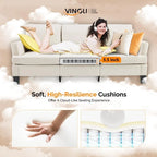 83.5 Upholstered Square Arm Suede Sofa