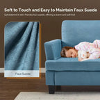 83.5 Upholstered Square Arm Suede Sofa