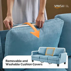 83.5 Upholstered Square Arm Suede Sofa