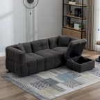 Sectional Sofa, L-Shape Couch with Movable Storage Ottoman 2 USB Ports and 2 Pillows Upholstered Tufted Couch for Living Room