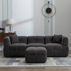 Sectional Sofa, L-Shape Couch with Movable Storage Ottoman 2 USB Ports and 2 Pillows Upholstered Tufted Couch for Living Room