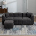 Sectional Sofa, L-Shape Couch with Movable Storage Ottoman 2 USB Ports and 2 Pillows Upholstered Tufted Couch for Living Room