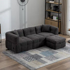 Sectional Sofa, L-Shape Couch with Movable Storage Ottoman 2 USB Ports and 2 Pillows Upholstered Tufted Couch for Living Room