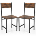 Gymax Set of 2 Dining Chairs w/Metal Legs Slanted Back Wide Seat for