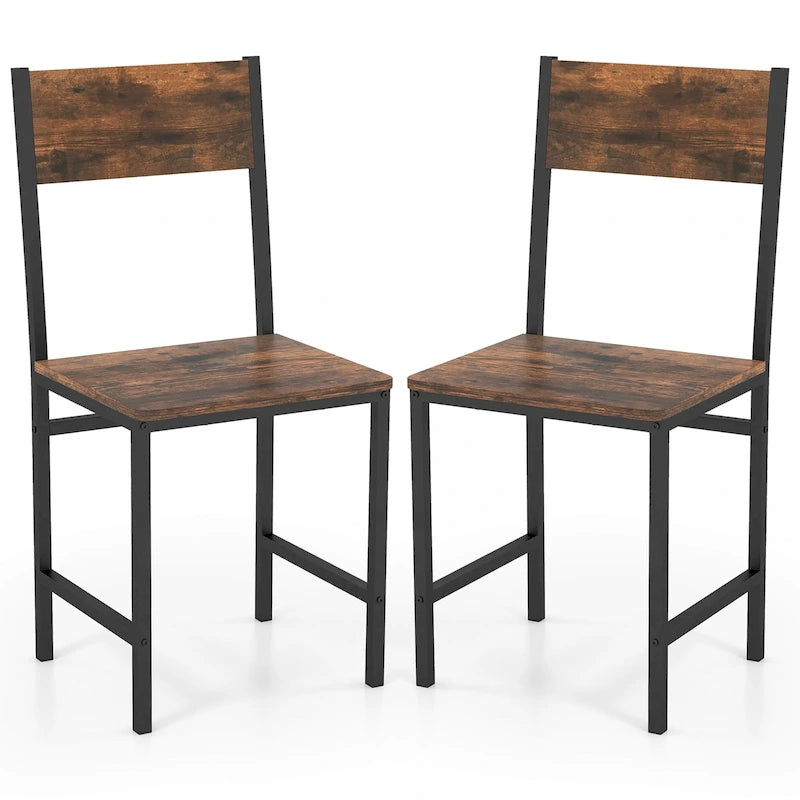 Gymax Set of 2 Dining Chairs w/Metal Legs Slanted Back Wide Seat for