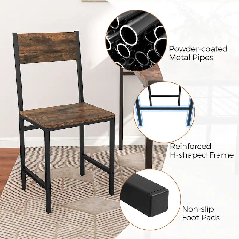 Gymax Set of 2 Dining Chairs w/Metal Legs Slanted Back Wide Seat for