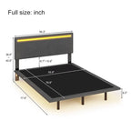 Modern Upholstered Floating Bed Frame with LED Lights, Vertical Channel Design Velvet Fabric Bed, Full Size, Beige